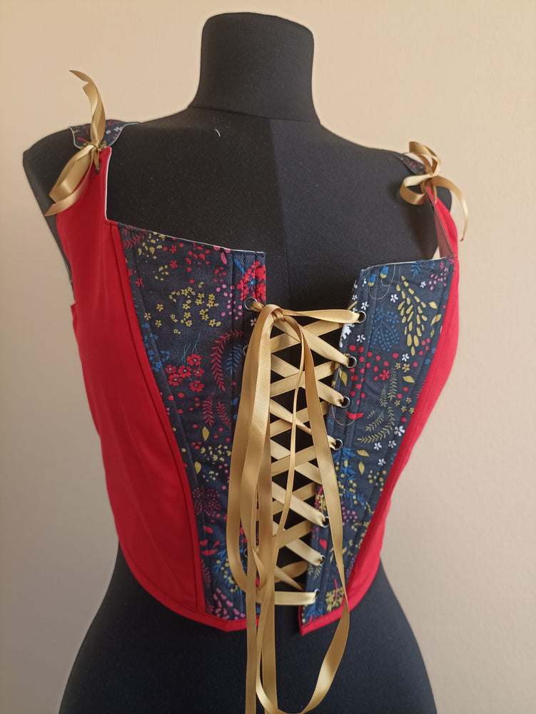DEMETER Stays | 18th cent corset | Red Flowers
